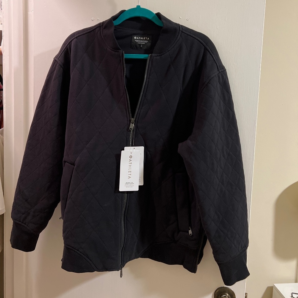 Athleta Retroplush Bomber Jacket size L new with tags